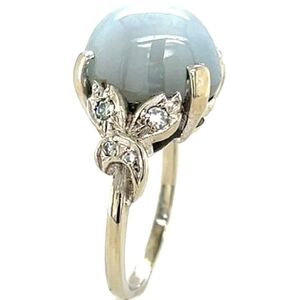 Star Sapphire Cabachon 16.50 cts VS Diamond Platinum Engagement Ring